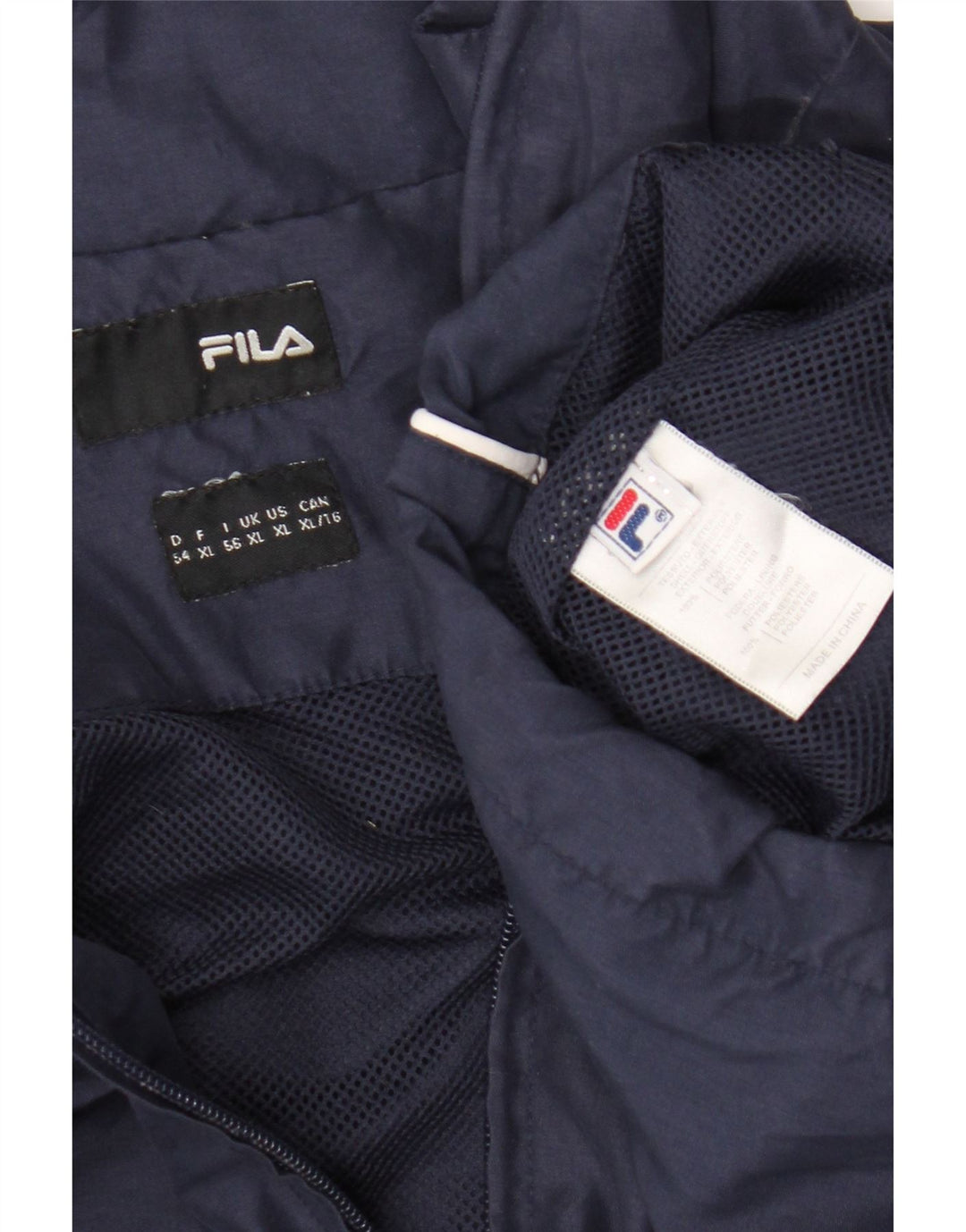 Fila Veste de Pluie Graphique Homme UK 42 XL Bleu Marine Rayé Polyester