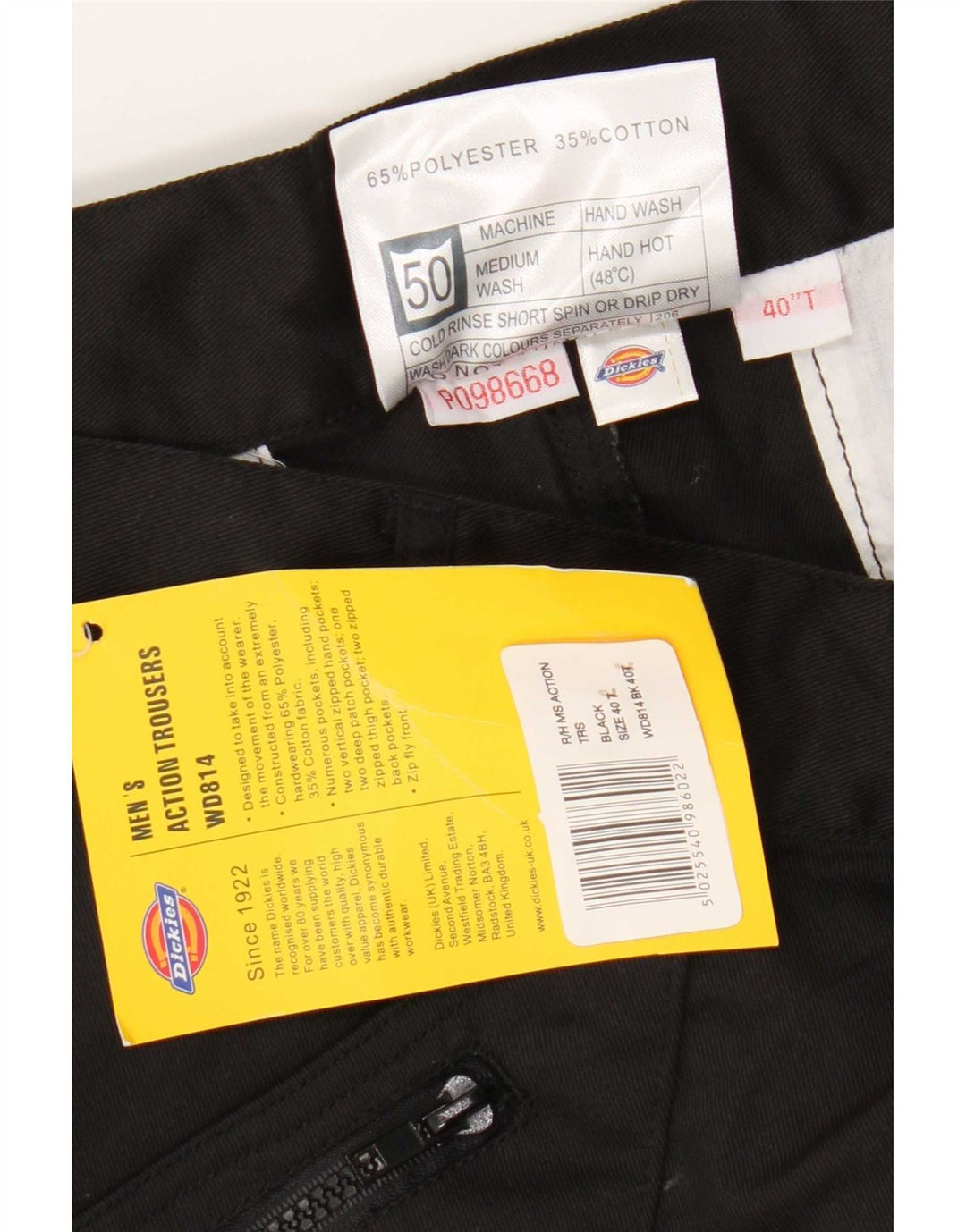 Dickies Pantalon Cargo Droit Homme W40 L30 Noir Polyester
