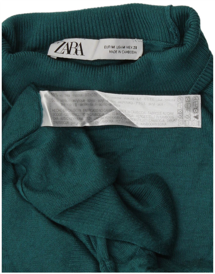Zara Pull col roulé pour femme UK 14 Viscose vert moyen
