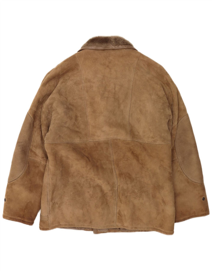 veste en peau de mouton homme vintage IT 52 XL Beige