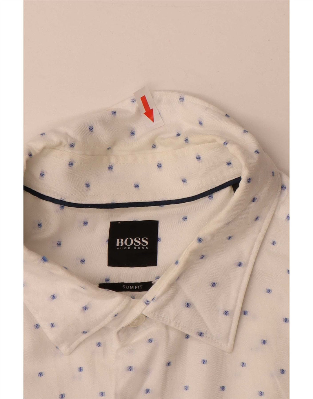HUGO BOSS Chemise Slim Fit Large Coton à Pois Blanc