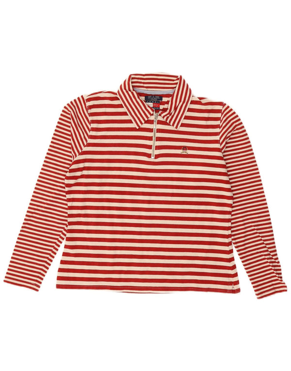 TOMMY HILFIGER Polo à manches longues pour femme UK 18 XL Coton rayé rouge