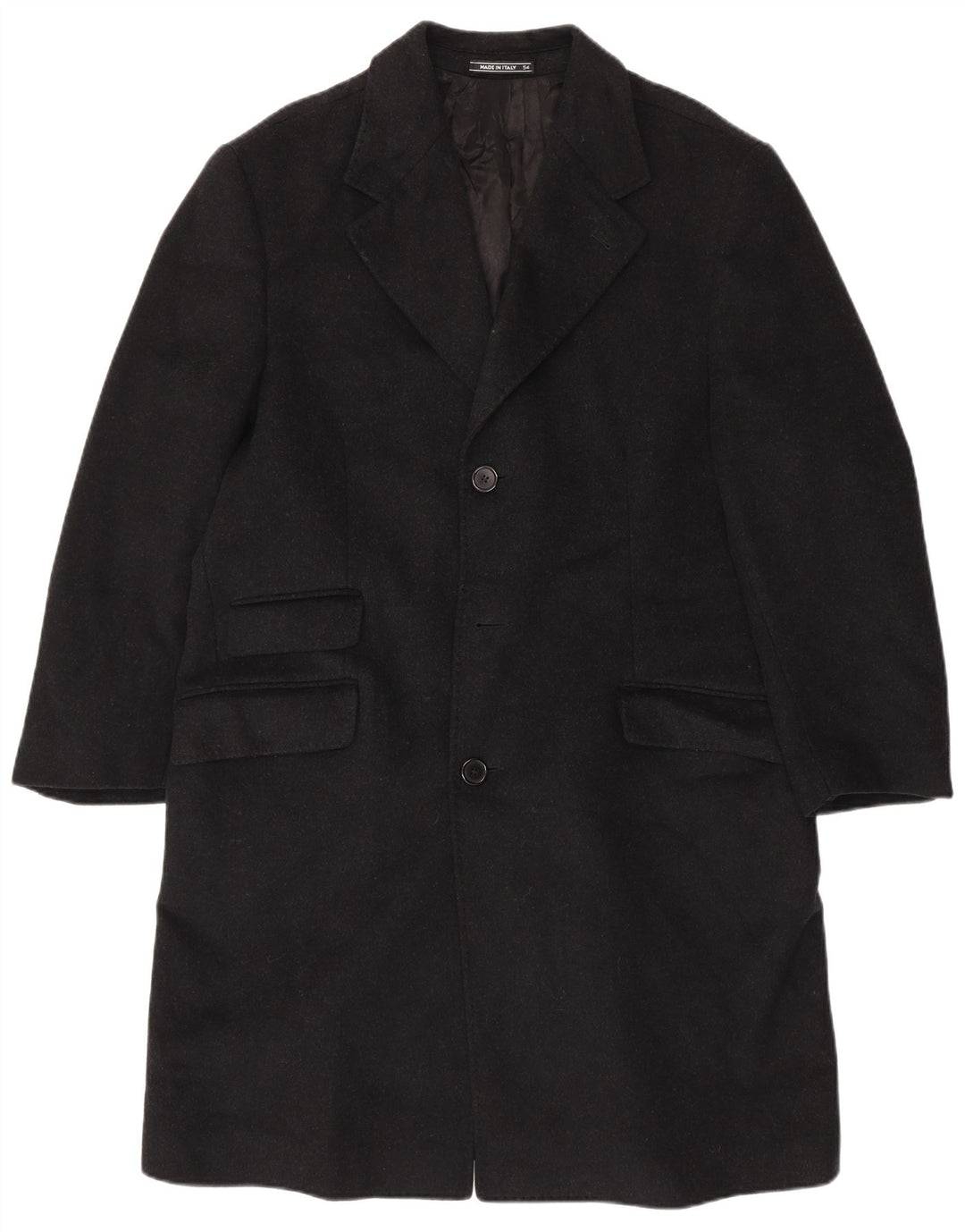 VINTAGE Manteau Chesterfield Homme IT 54 2XL Laine Noire