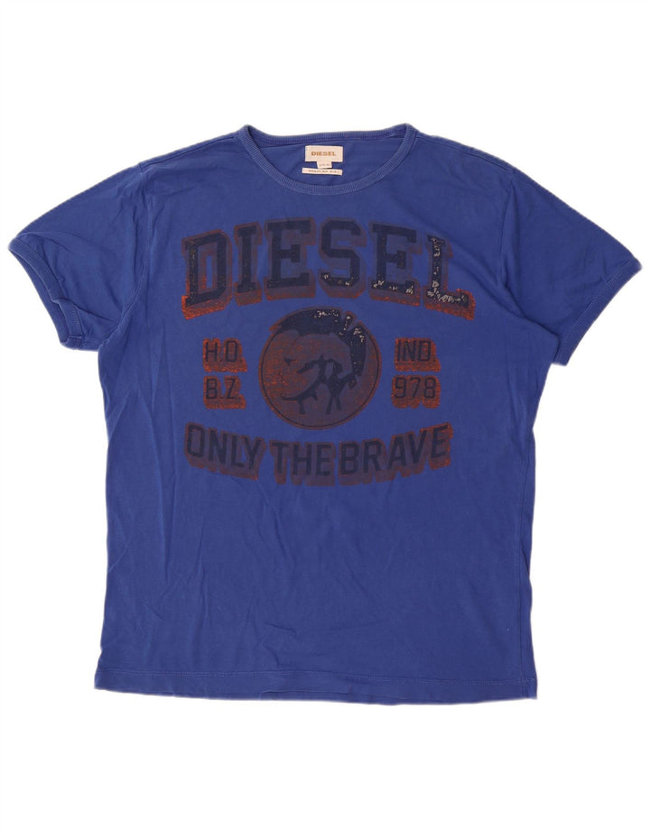 Diesel Hommes Regular Fit Graphic T-Shirt Top XL Bleu