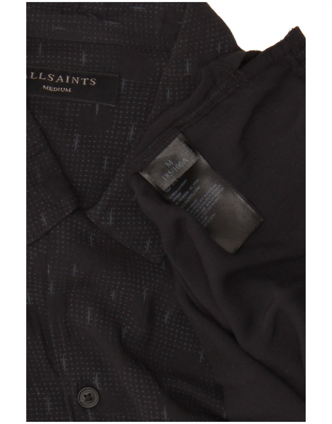 All Saints Chemise Homme Noir Moyen Géométrique Viscose