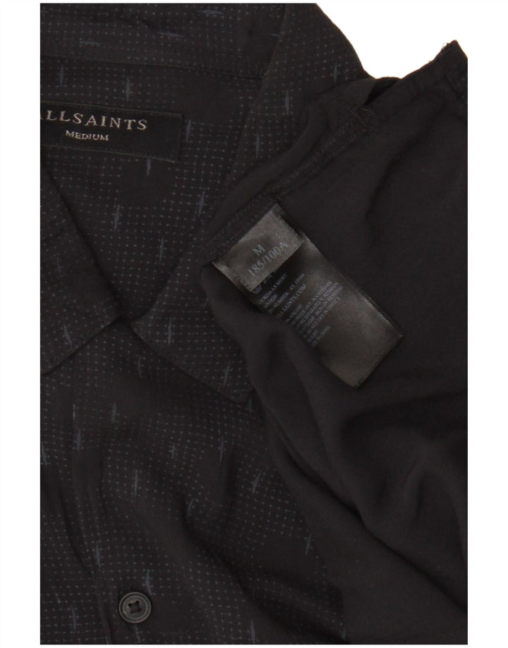 All Saints Chemise Homme Noir Moyen Géométrique Viscose