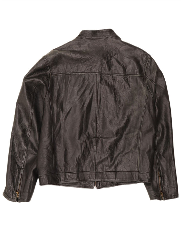 Veste en cuir homme vintage IT 48 Cuir noir moyen