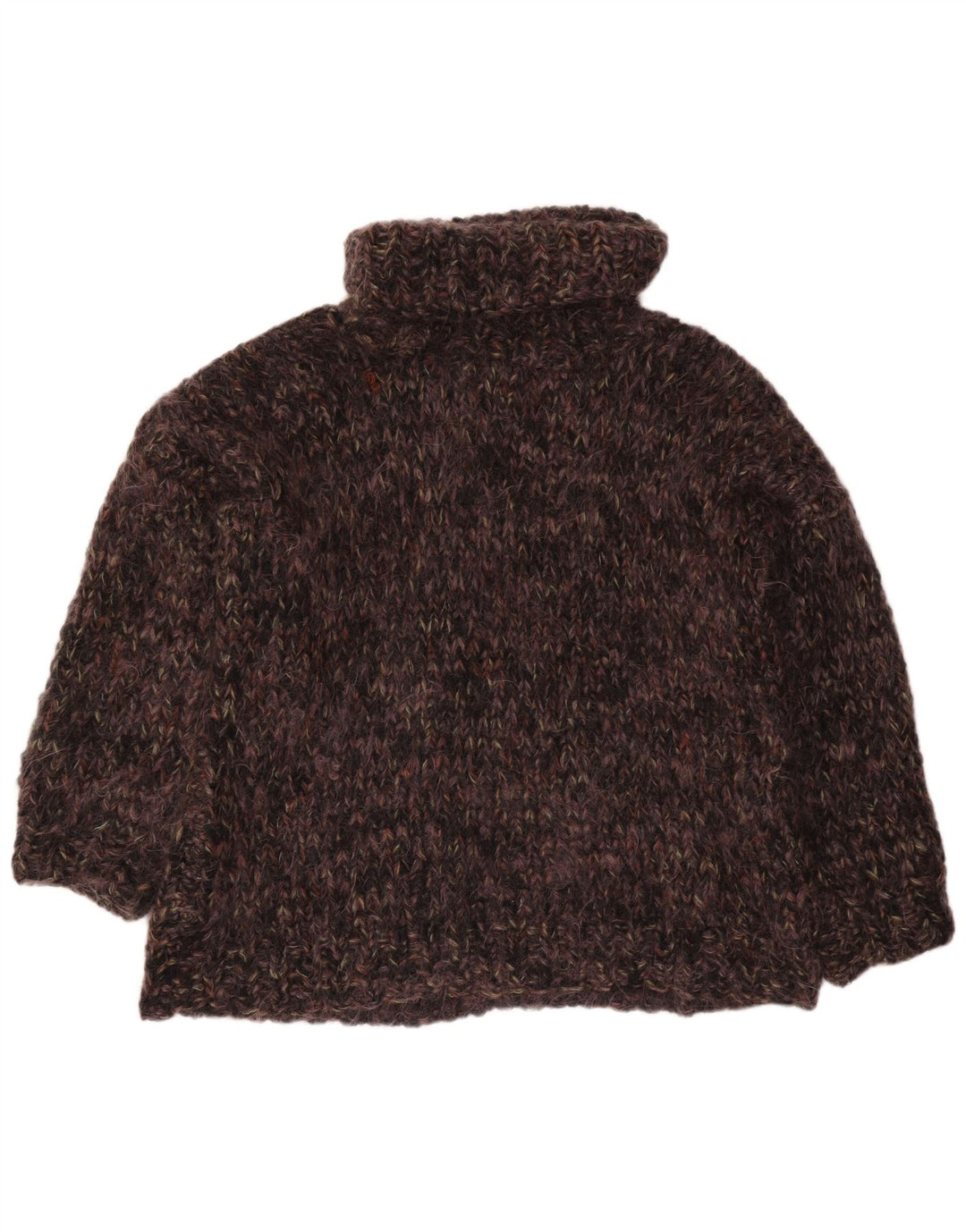 VINTAGE Femmes Surdimensionné Col Roulé Pull Pull UK 22 3XL Marron Moucheté