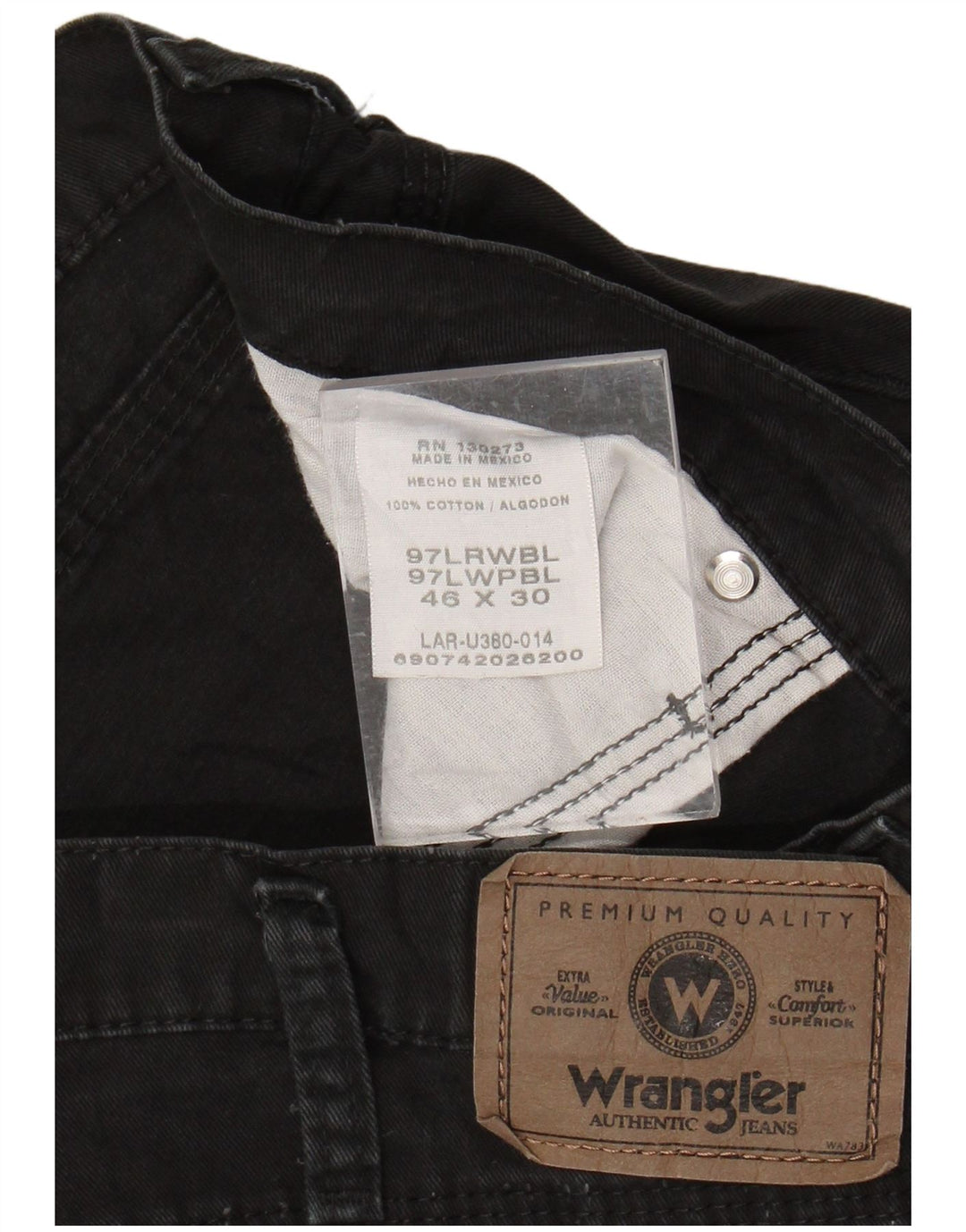 WRANGLER Jean droit homme W46 L30 coton noir