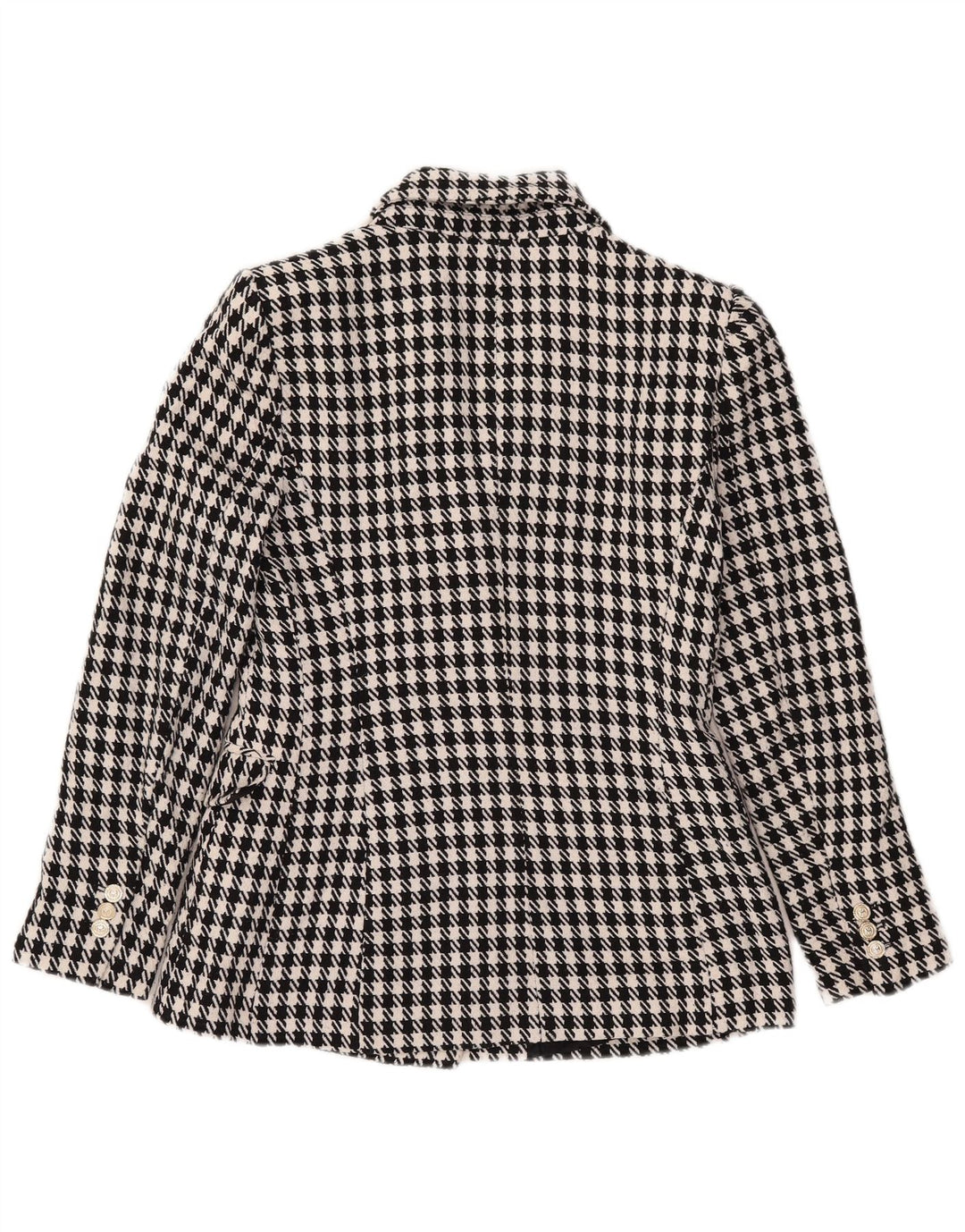 Zara Veste blazer double boutonnage pour femme UK 10 Petit pied-de-poule noir