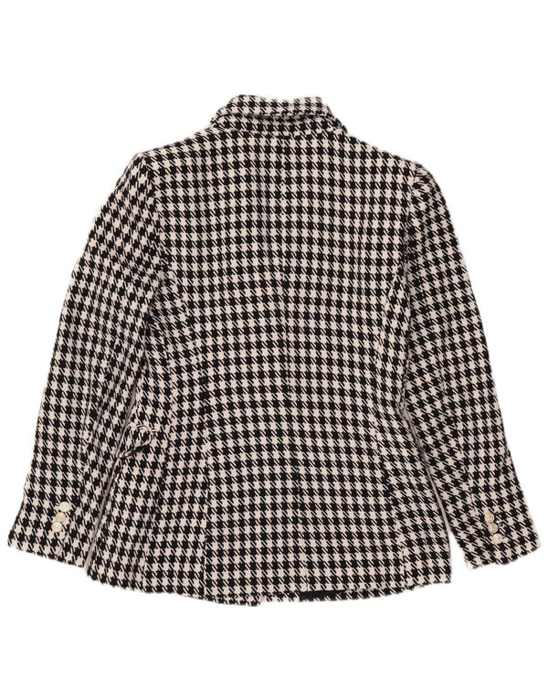Zara Veste blazer double boutonnage pour femme UK 10 Petit pied-de-poule noir