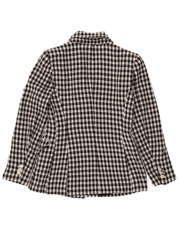 Zara Veste blazer double boutonnage pour femme UK 10 Petit pied-de-poule noir