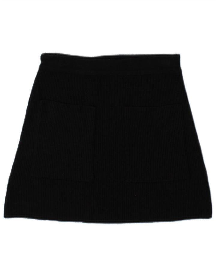 Zara Femme Mini Jupe En Tricot Petit W26 Viscose Noir