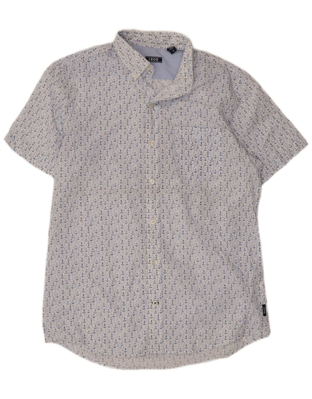 IZOD Chemise à Manches Courtes Homme Bleu Moyen Coton Tacheté