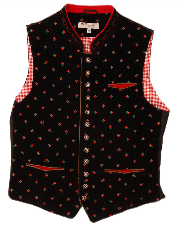 LEKRA Gilet en Velours Homme IT 48 Petit Noir Floral