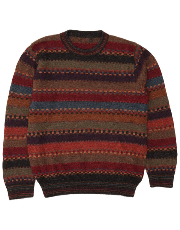 vintage Mens Crew Neck Jumper Sweater IT 52 Grand Rayé Multicolore