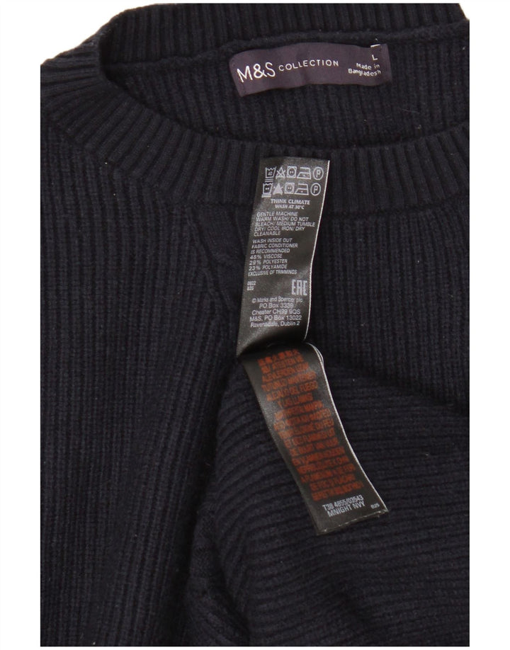 Marks & Spencer Pull à col rond pour homme en viscose bleu marine Taille L