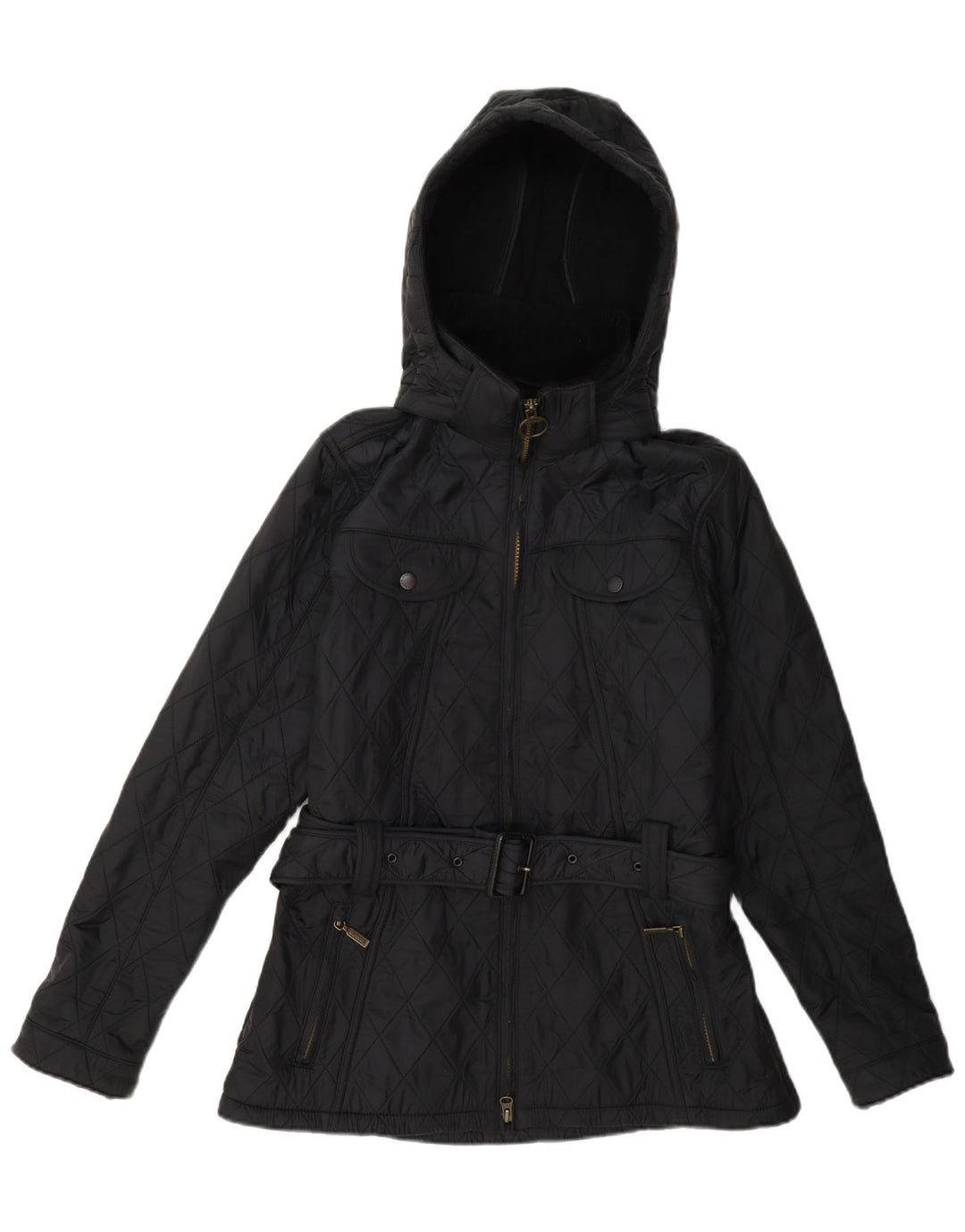 Barbour Veste matelassée à capuche pour femme UK 12 Gris moyen Polyamide