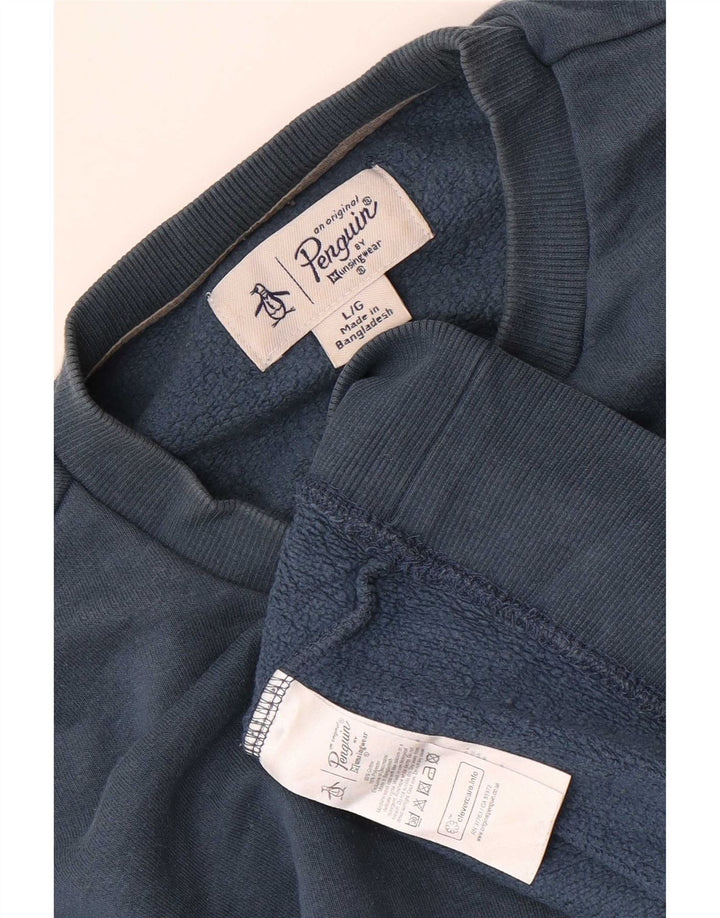 Penguin Sweat-shirt pour homme en coton bleu Taille L