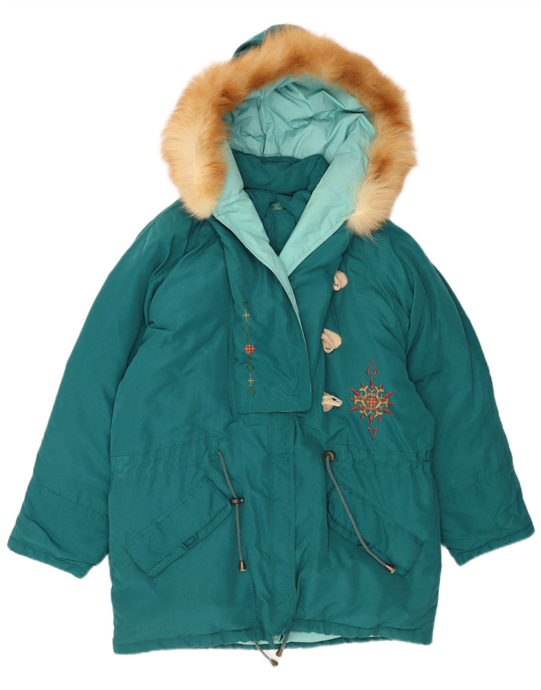 Veste rembourrée à capuche femme vintage UK 18 XL Bleu Polyester