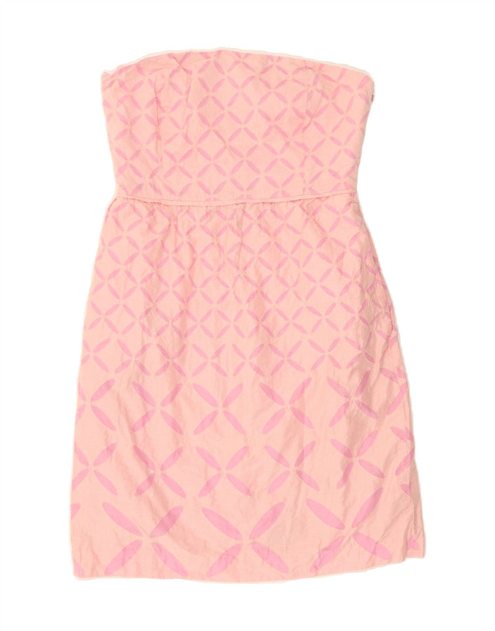 J. CREW Womens Strapless Dress US 4 Small Pink Geometric Cotton Vintage J. Crew and Second-Hand J. Crew from Messina Hembry 
