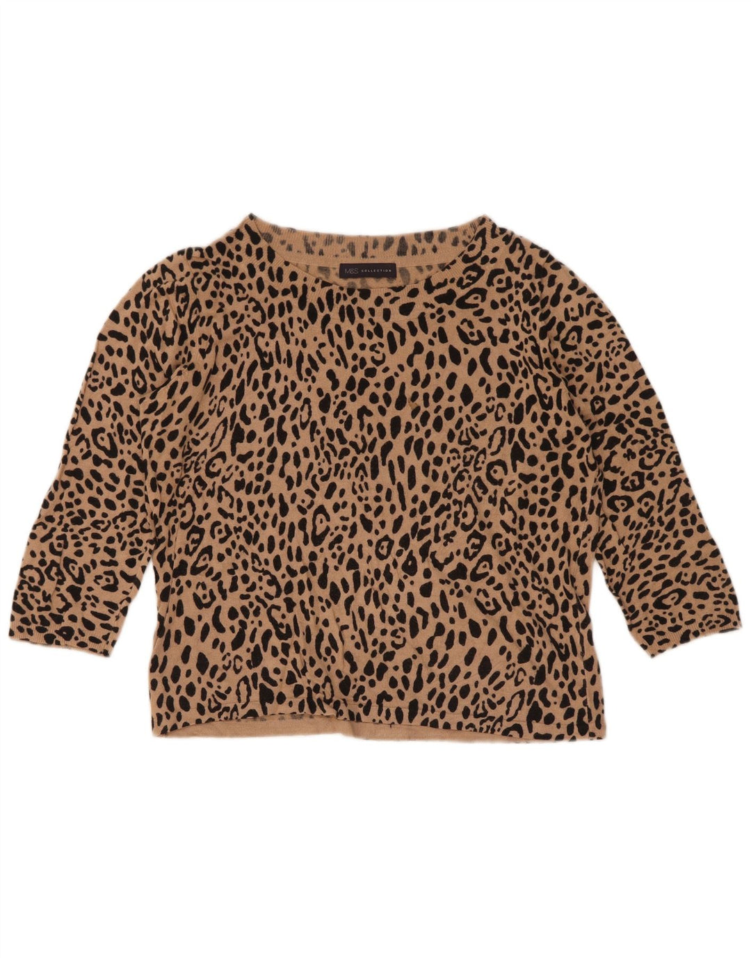 Marks & Spencer Pull court à col rond pour femme UK 12 Marron moyen