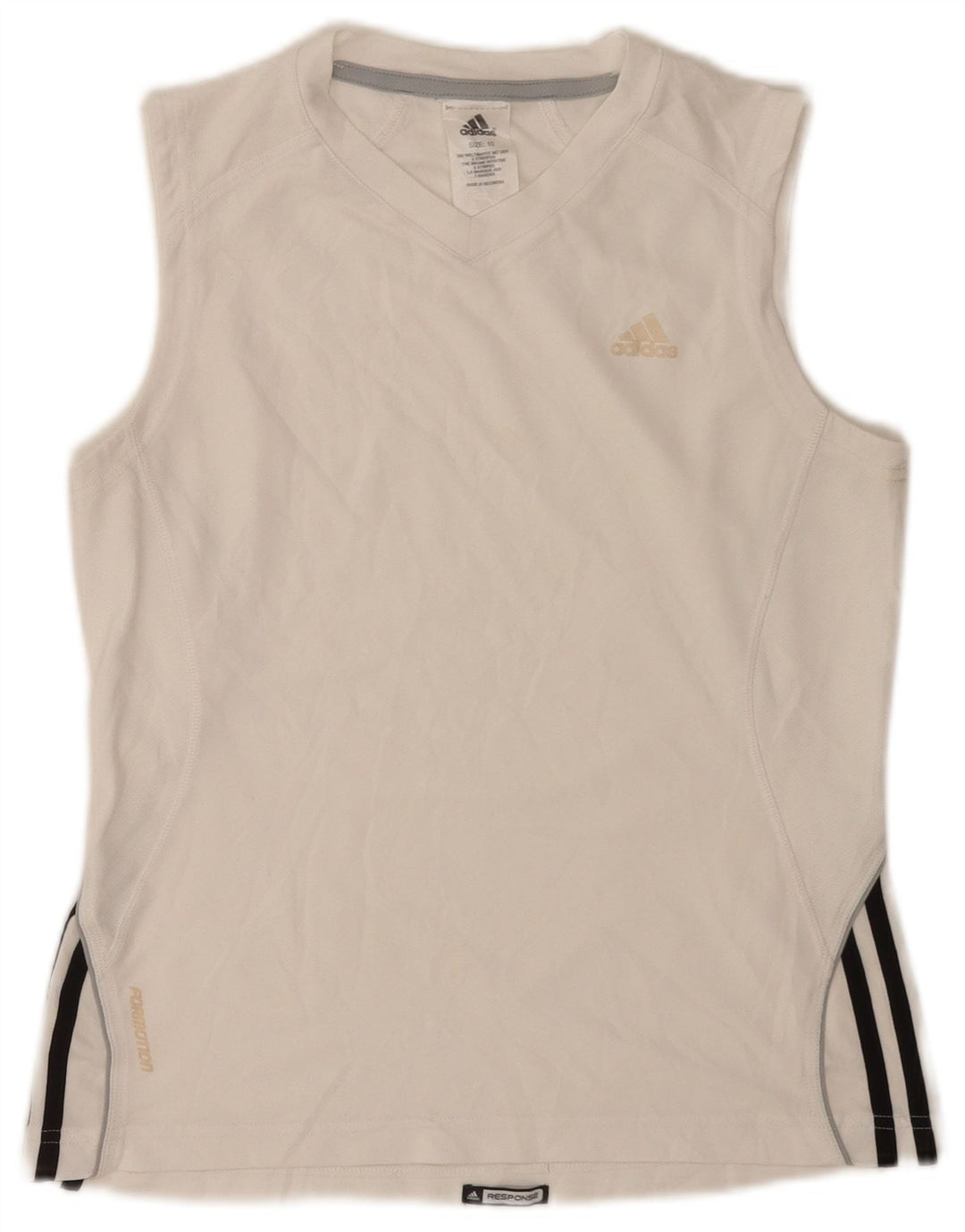 Adidas Débardeur Femme UK 10 Petit Blanc Polyester