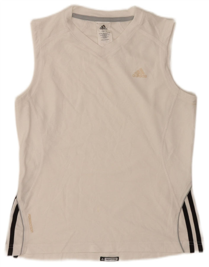 Adidas Débardeur Femme UK 10 Petit Blanc Polyester