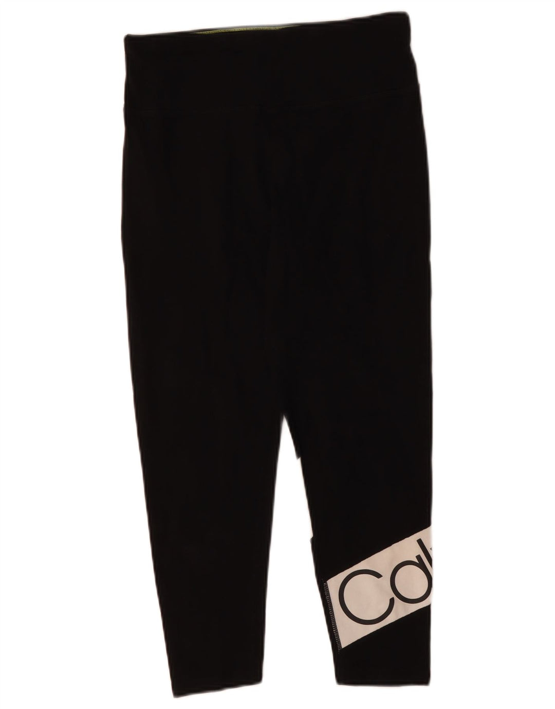 CALVIN KLEIN Legging Capri graphique pour femme UK 14 Large Black Colourblock