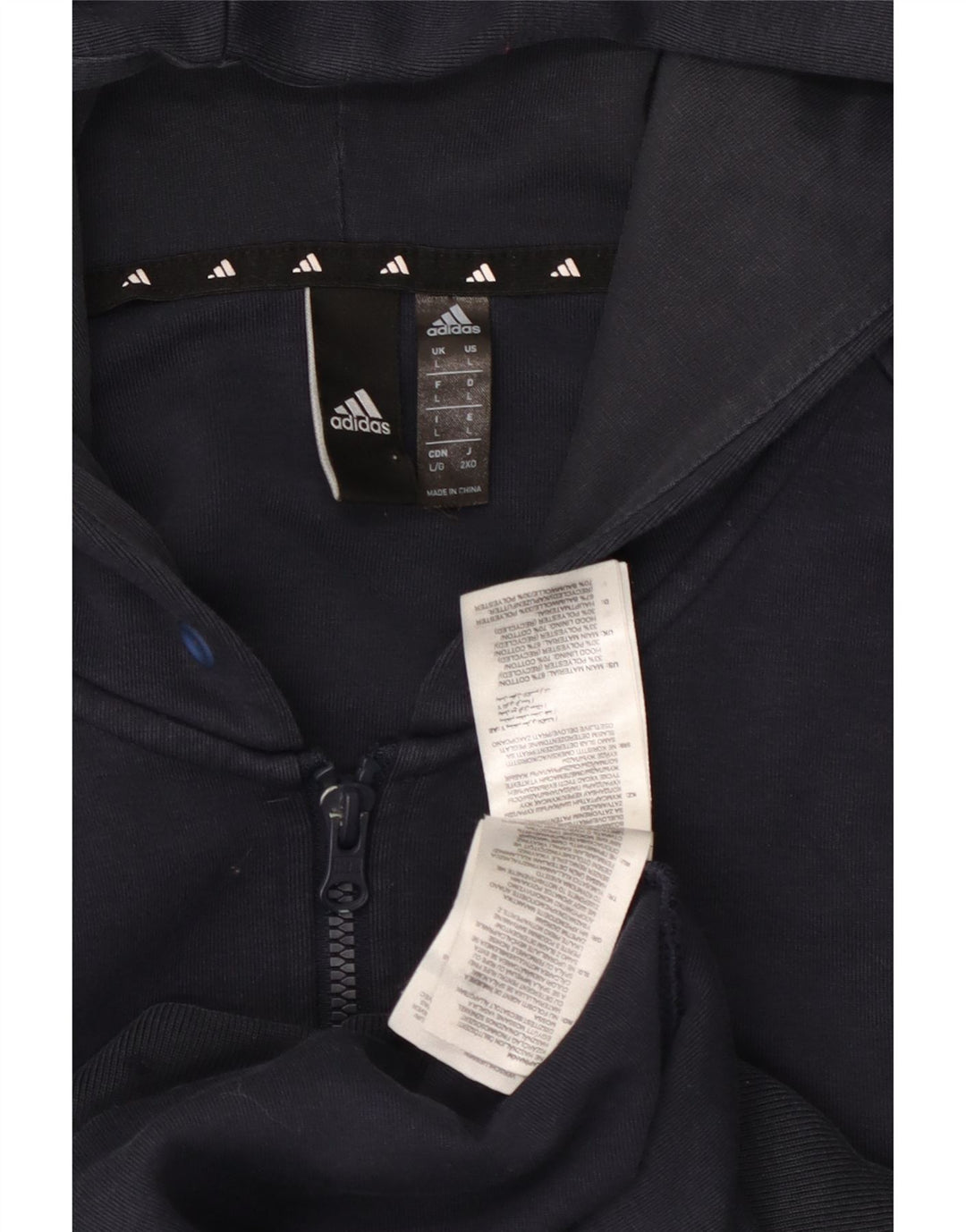 Adidas Pull à capuche zippé pour homme Grand coton bleu marine