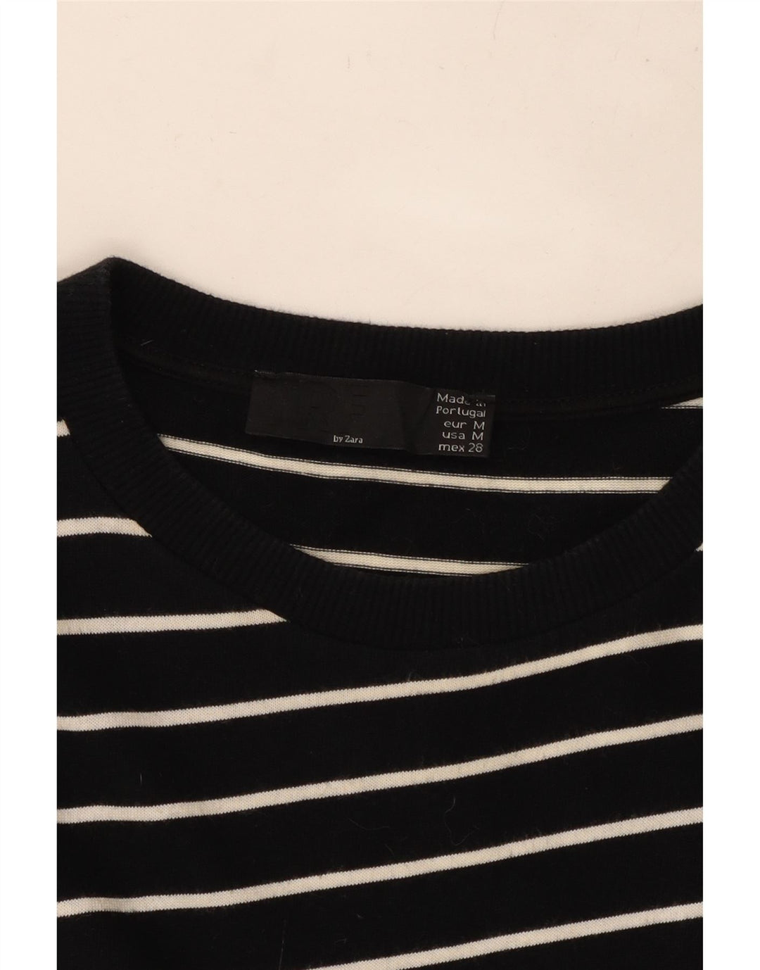 ZARA Robe asymétrique à manches 3/4 pour femme UK 14 Medium Noir Rayé