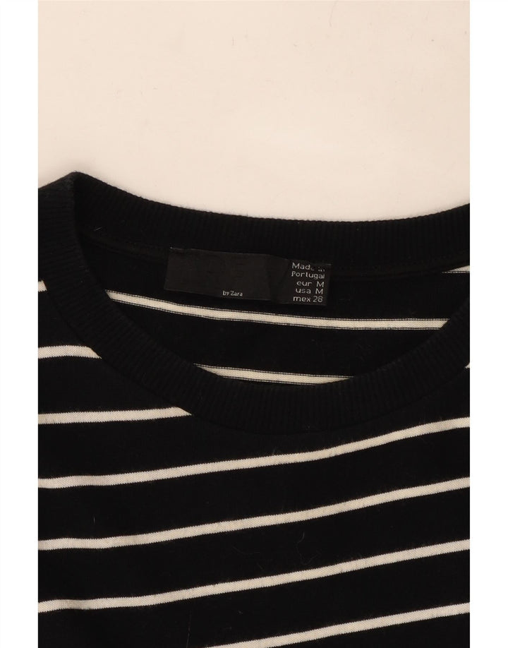 ZARA Robe asymétrique à manches 3/4 pour femme UK 14 Medium Noir Rayé