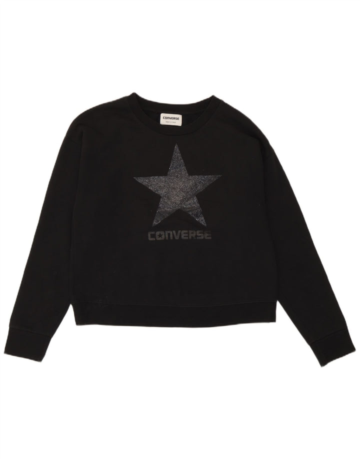 Converse Sweat-shirt surdimensionné graphique pour femme UK 10 Petit Noir