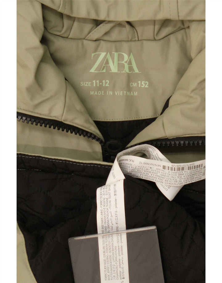 Veste de pluie à capuche Zara garçon 11-12 ans Kaki Polyester