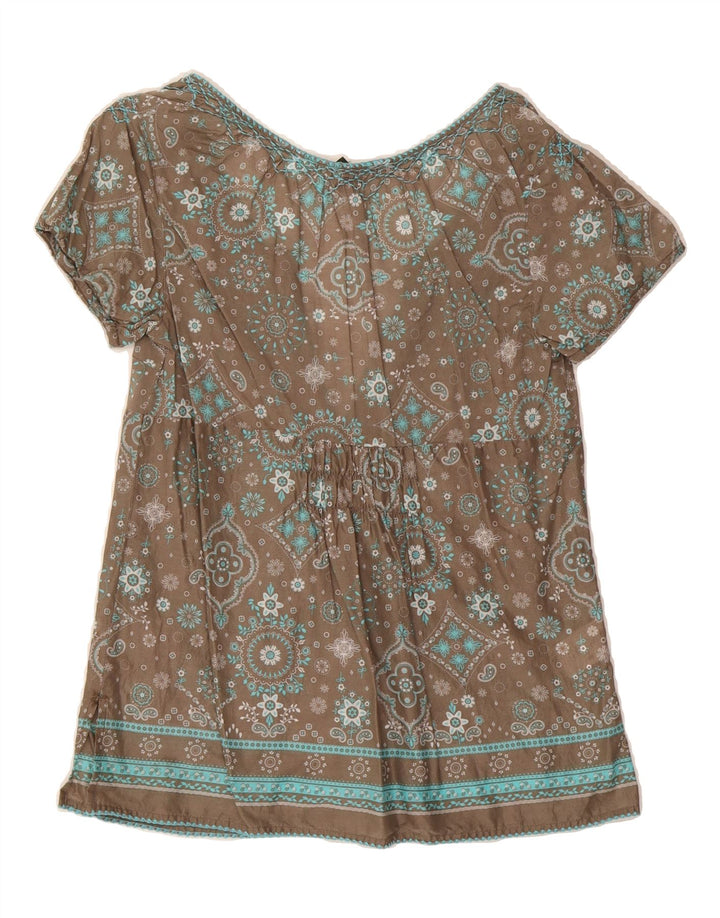 EDDIE BAUER Womens Blouse Top UK 12 Medium Grey Floral Cotton Vintage Eddie Bauer and Second-Hand Eddie Bauer from Messina Hembry 