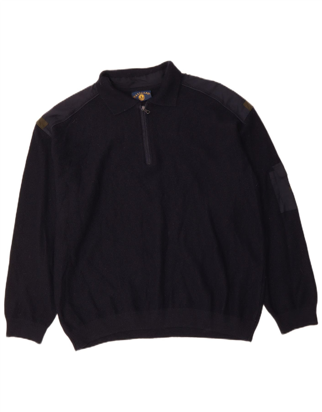 NAVIGARE Pull à col polo pour homme en laine mérinos bleu marine 2XL