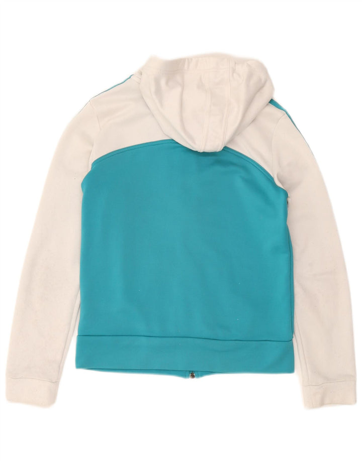 Adidas Pull à capuche zippé pour femme UK 12 Polyester color block blanc moyen