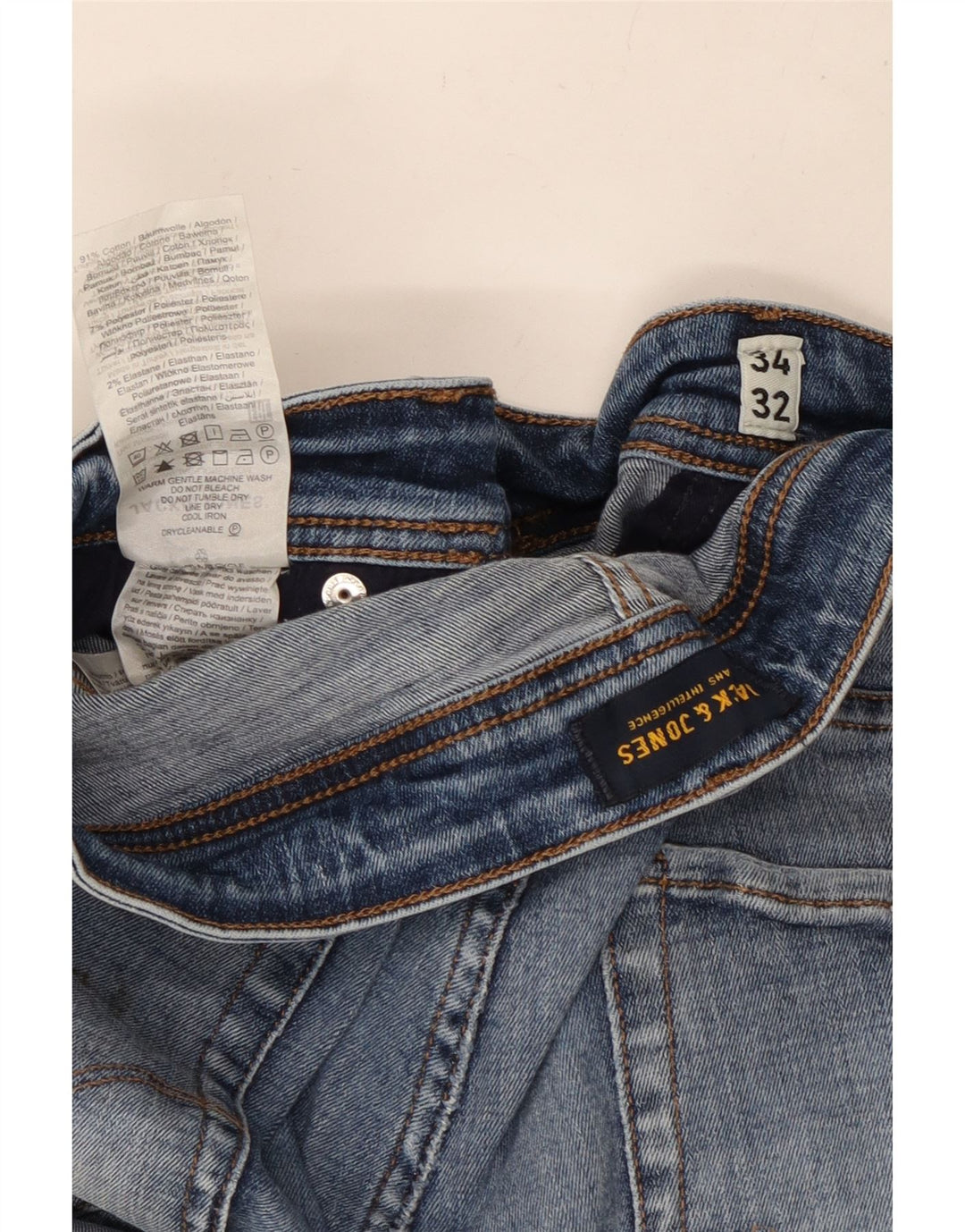 JACK & JONES Jean Slim GLENN Homme W34 L32 Bleu Coton