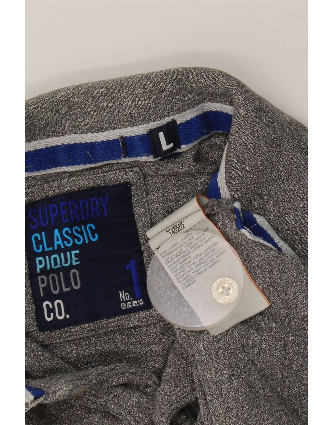 Superdry Polo Homme Large Gris Moucheté Coton
