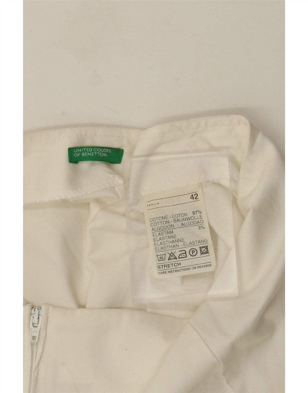 Benetton Jupe trapèze pour femme IT 42 Medium W28 Coton blanc