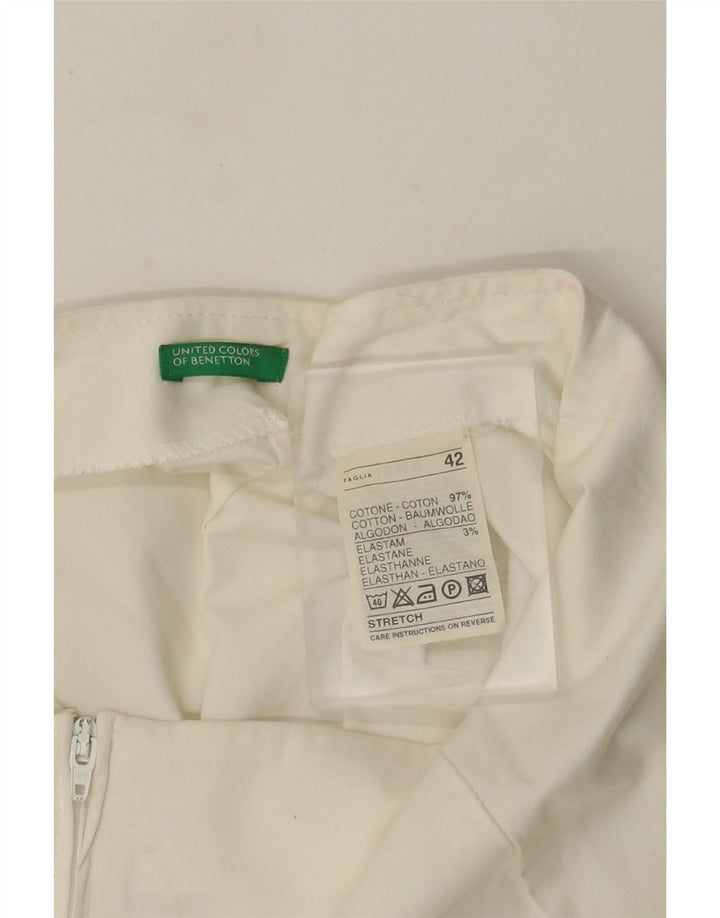 Benetton Jupe trapèze pour femme IT 42 Medium W28 Coton blanc