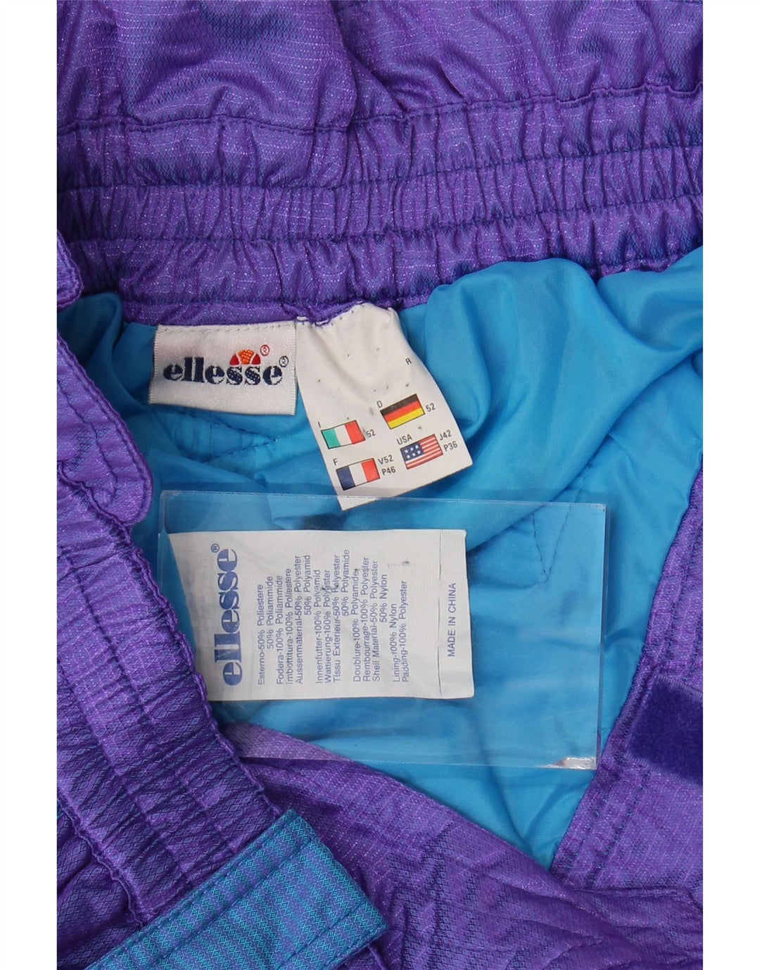Ellesse Pantalon de ski graphique pour homme IT 52 Large Violet Colourblock Polyester