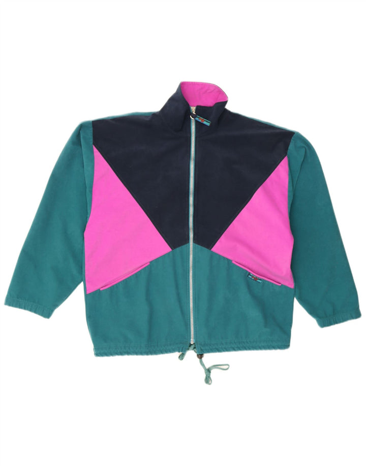 vintage Mens Velour Survêtement Top Veste Petit Colorblock Multicolore