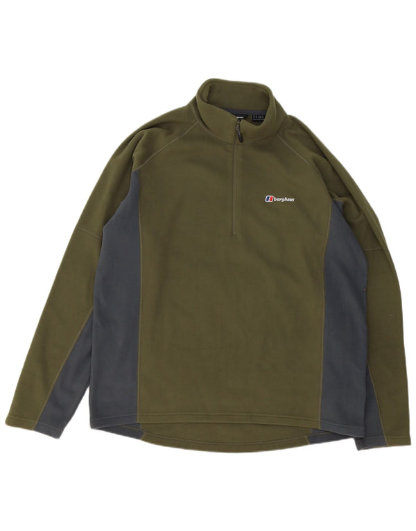 Berghaus Pull polaire à col zippé pour homme XL Vert Colorblock Polyester