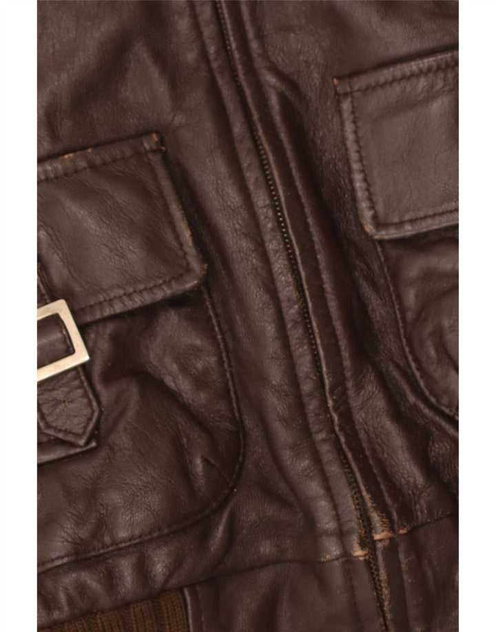 veste en cuir femme vintage IT 44 Brun moyen