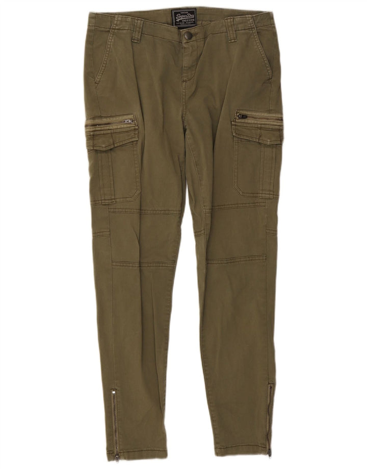 SUPERDRY Womens Slim Cargo Trousers Medium W30 L27 Khaki Cotton