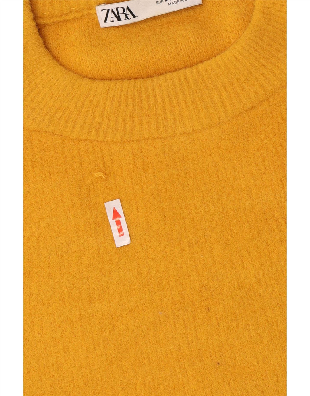 Zara Pull à col rond pour femme UK 14 Nylon jaune moyen
