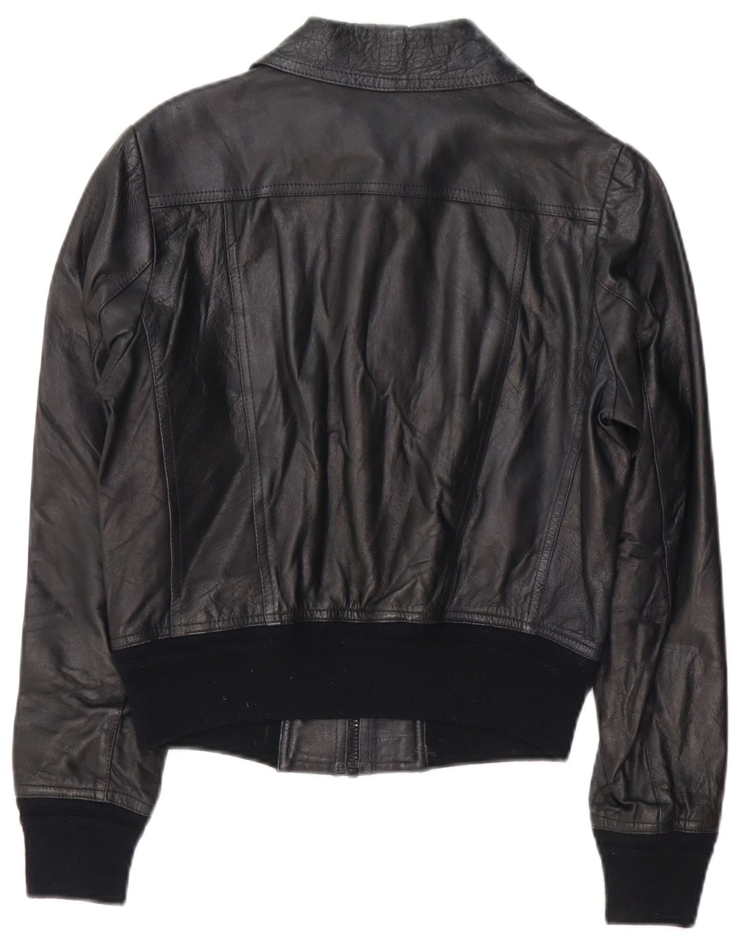veste en cuir femme vintage IT 46 Grand cuir noir