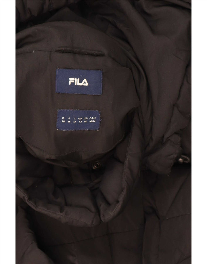 Fila Manteau rembourré à capuche pour femme UK 12 Medium Noir Polyester