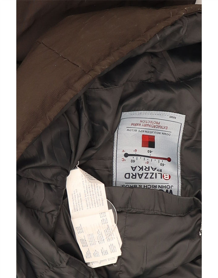 Woolrich Manteau rembourré à capuche pour femme UK 12 Medium Kaki Coton